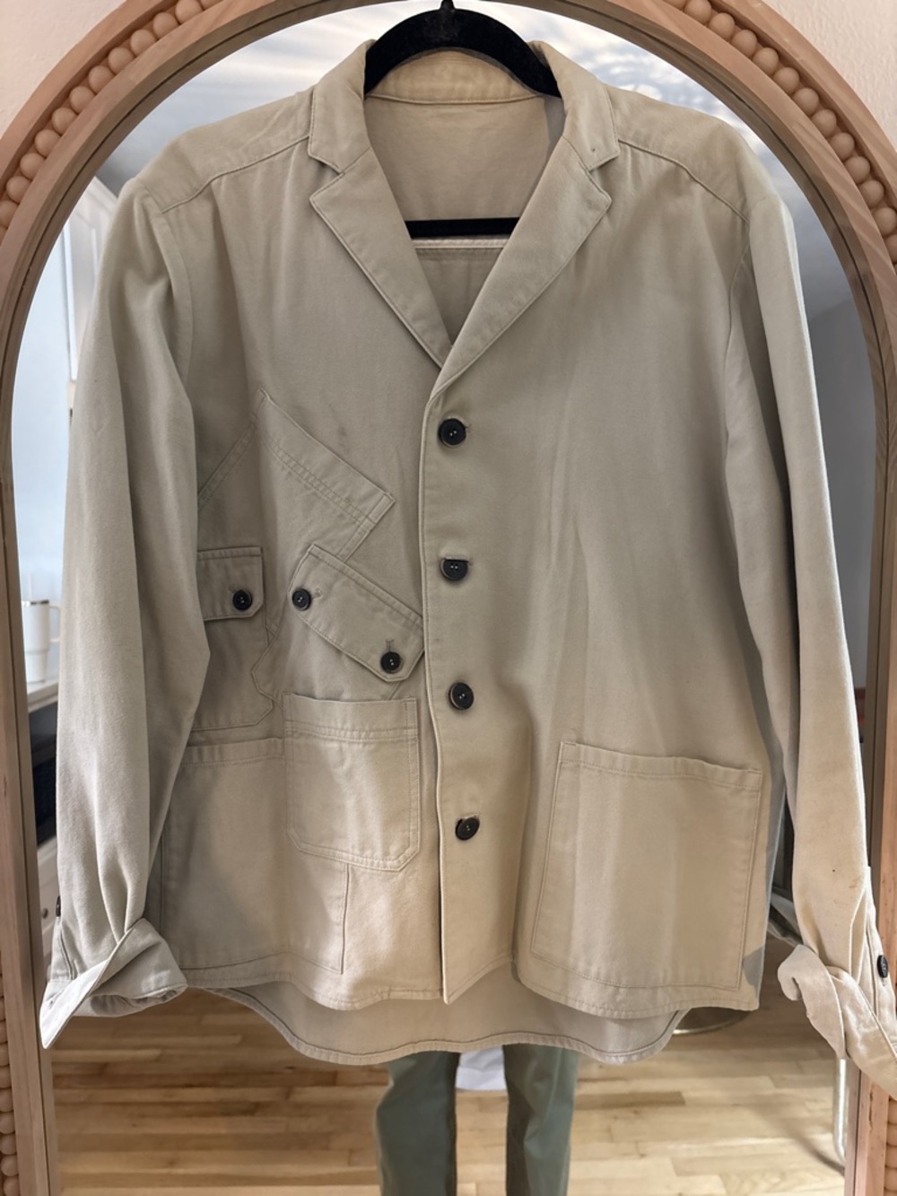 MSGM Beige Lightweight Utility Shirt Jacket